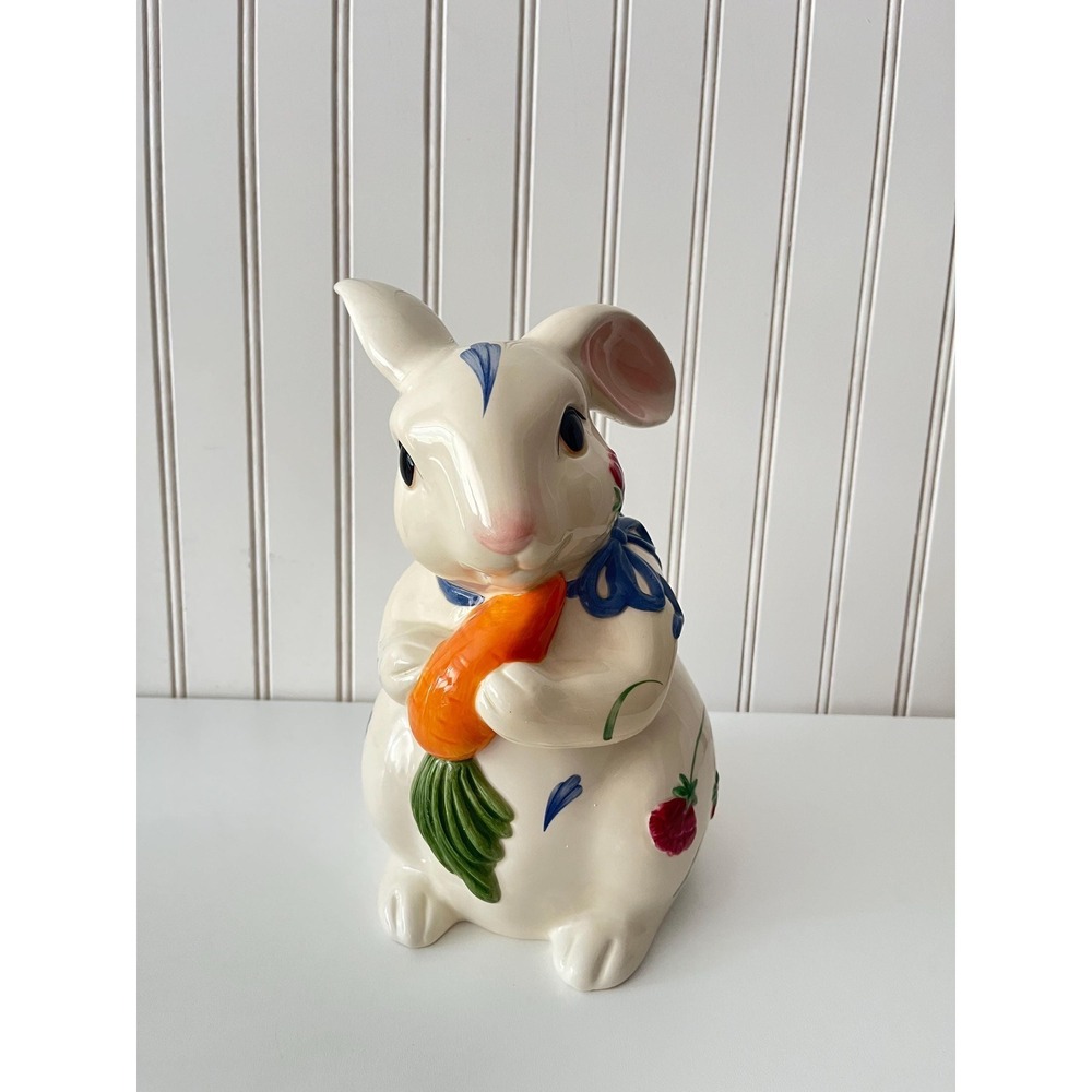 Lenox Poppies On Blue Barnyard Collection Bunny Rabbit Cookie Jar, NEW!